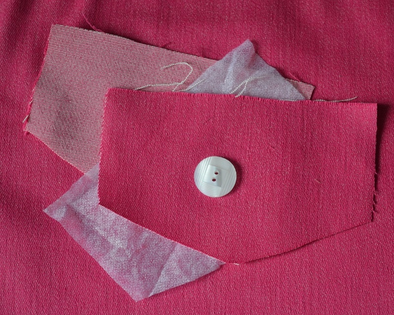 Дублирование накладного кармана клеевой тканью